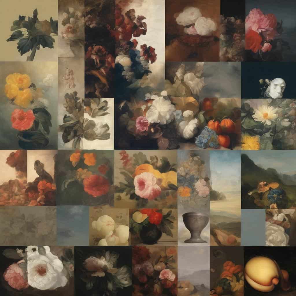 Λουλούδια και τοπία στη σύγχρονη τέχνη, ζωντανά χρώματα και παραστατικά έργα.