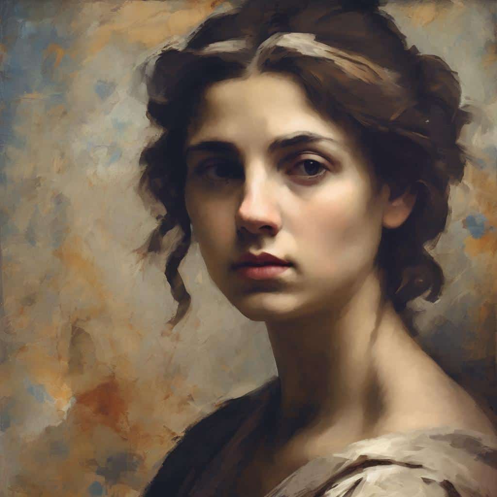 Ουαί, μια σύγχρονη εικόνα πορτρέτου με στοιχεία σύγχρονης τέχνης και εικαστικές επιρροές.