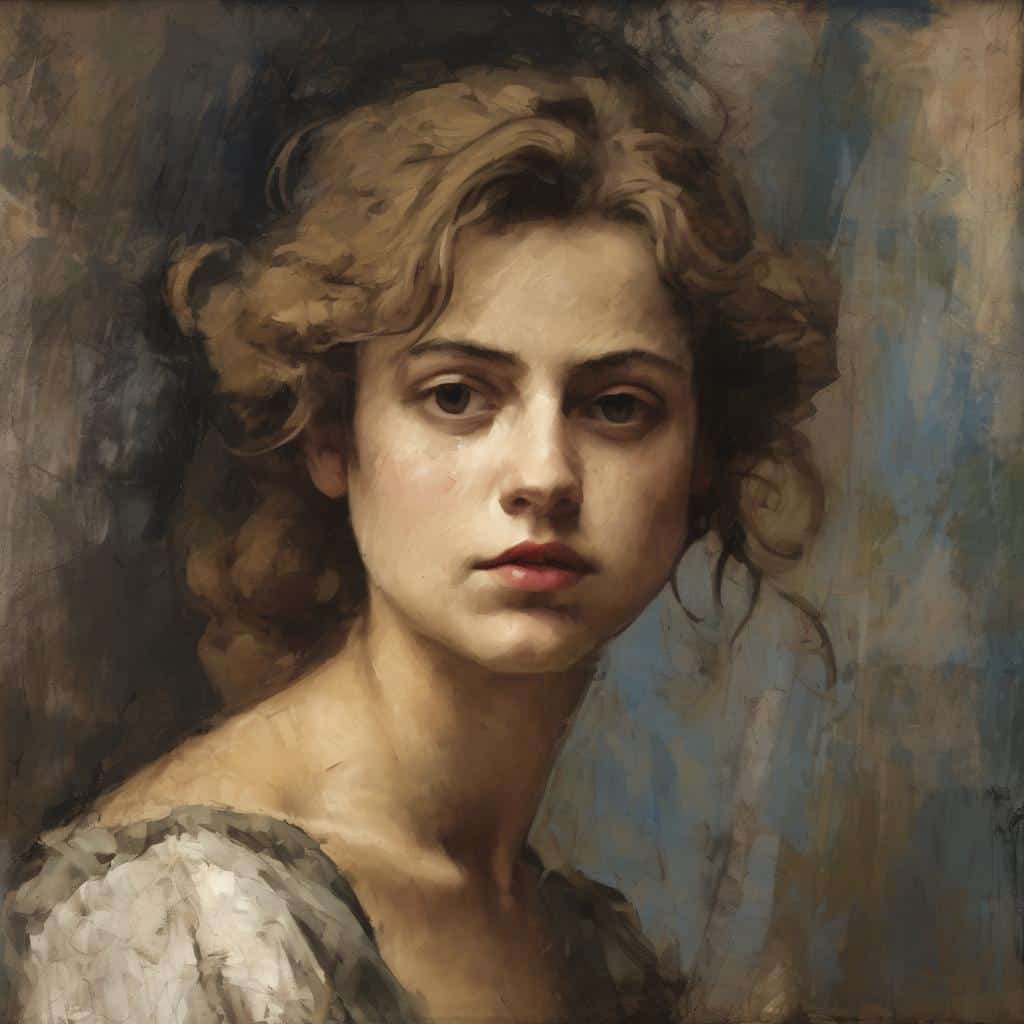 Ασπρόμαυρος πίνακας με νεαρή γυναίκα, εξέλιξη της σύγχρονης τέχνης και ποικιλία τεχνικών ζωγραφικής.